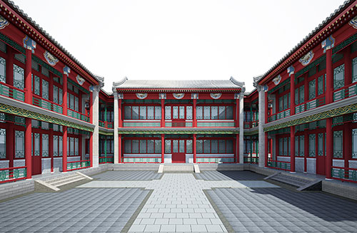 运城北京四合院设计古建筑鸟瞰图展示